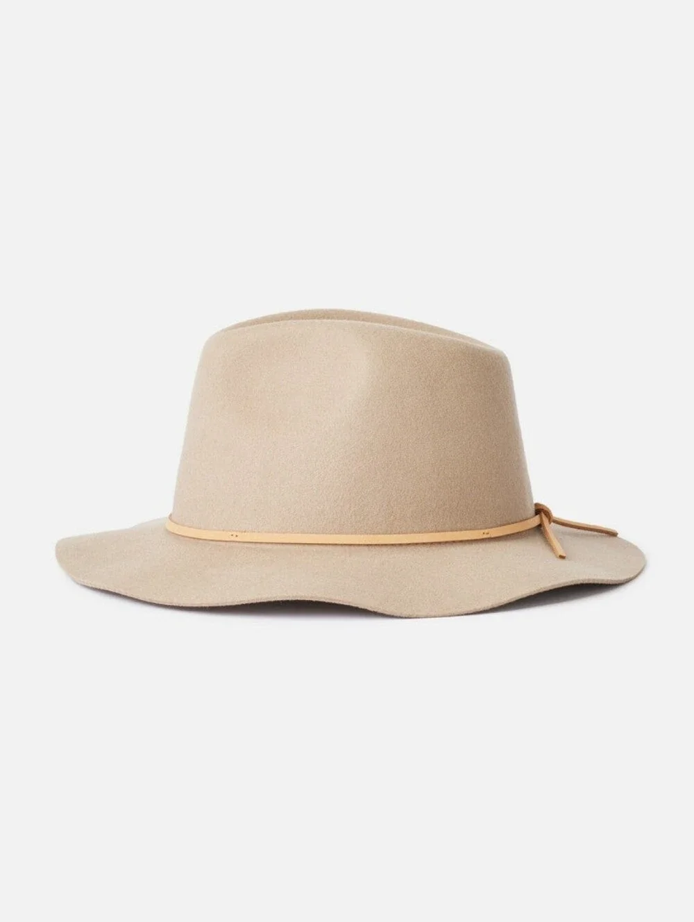 Brixton Felt Fedora Hat Wool Leather Tan Wide Brim Size Medium (7, 56cm)